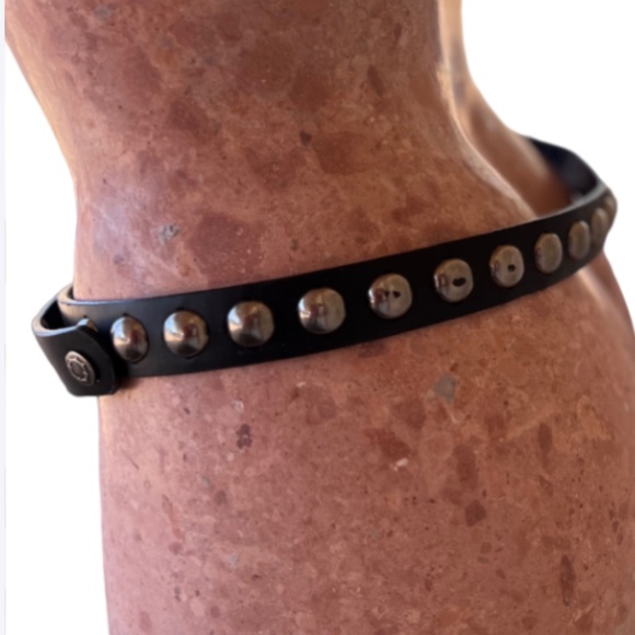Black Studded Belt, Black Belt, Silver Studs, Punk Aesthetic main image 8